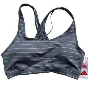 Athleta Stripe Transcendence Bra Sports Running Yoga | Size S | Tech Vintage